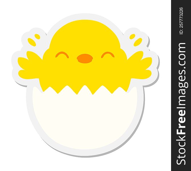 baby bird hatching from egg sticker