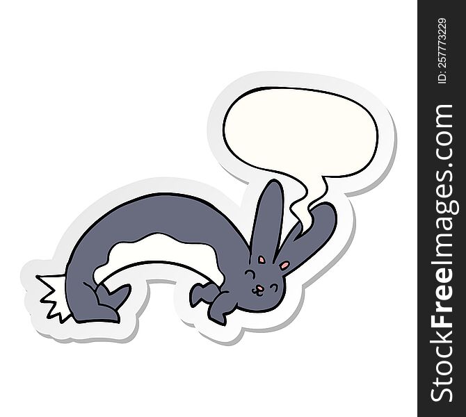 Funny Cartoon Rabbit And Speech Bubble Sticker