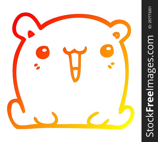 warm gradient line drawing of a cute cartoon bear