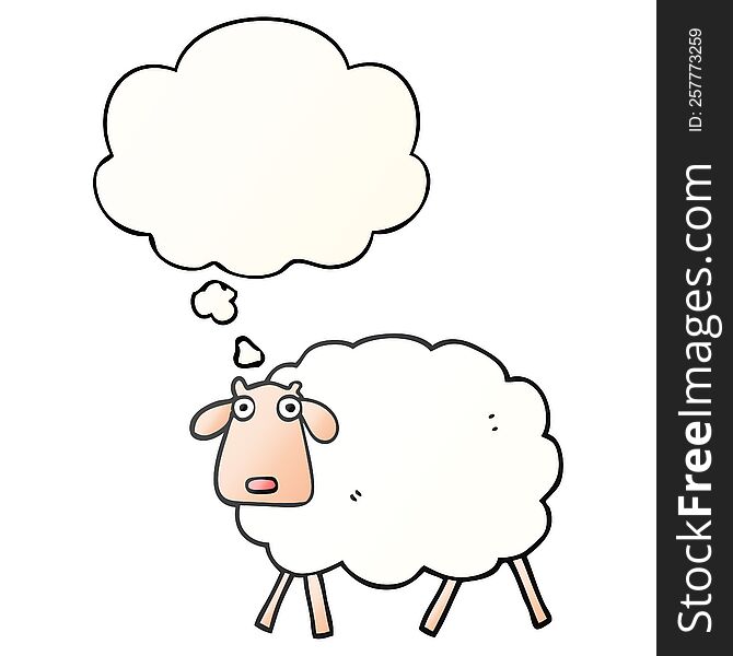 cartoon sheep with thought bubble in smooth gradient style