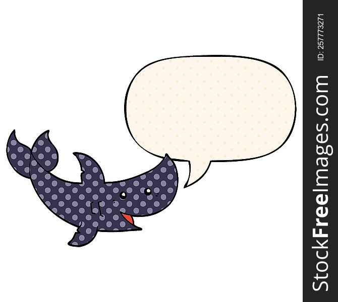 Cartoon Shark And Speech Bubble In Comic Book Style