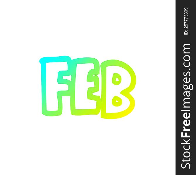 cold gradient line drawing of a cartoon month of february