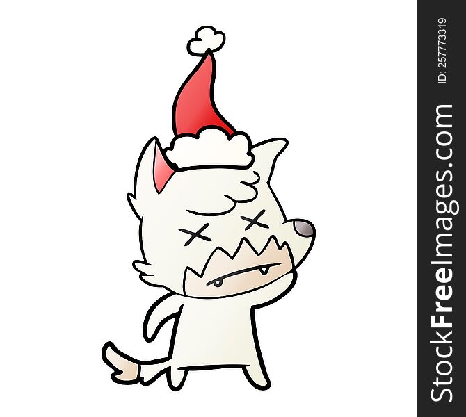 Gradient Cartoon Of A Dead Fox Wearing Santa Hat