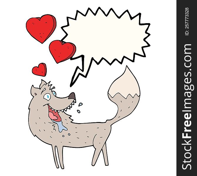 Speech Bubble Cartoon Wolf In Love