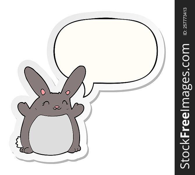 Cartoon Rabbit And Speech Bubble Sticker