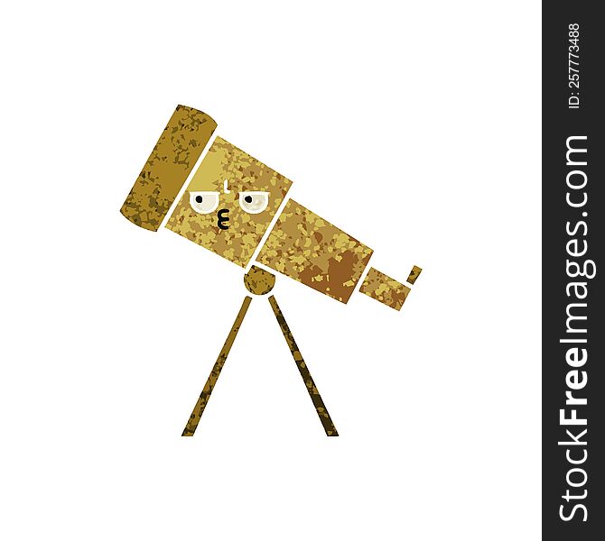 Retro Illustration Style Cartoon Telescope