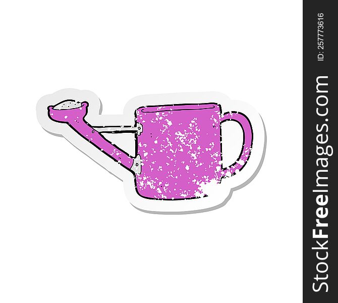 retro distressed sticker of a watering can cartoon