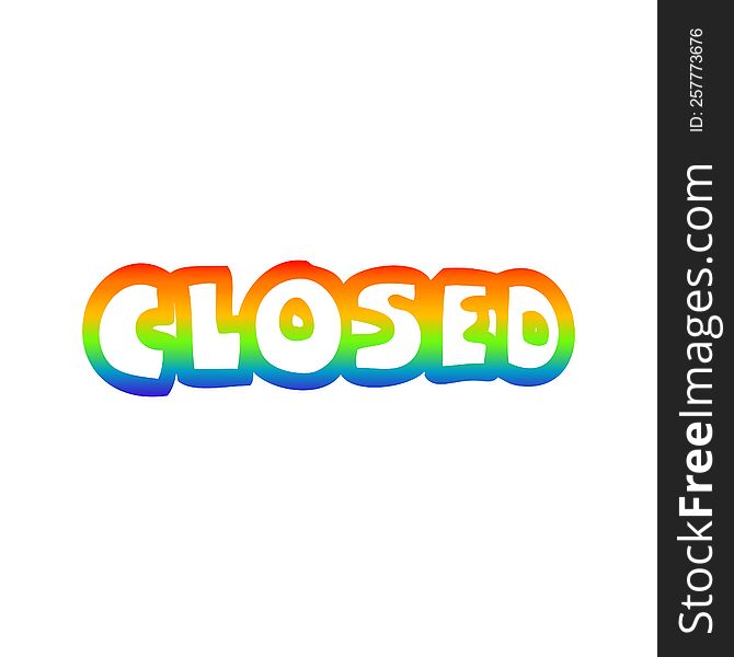 Rainbow Gradient Line Drawing Cartoon Closed Sign