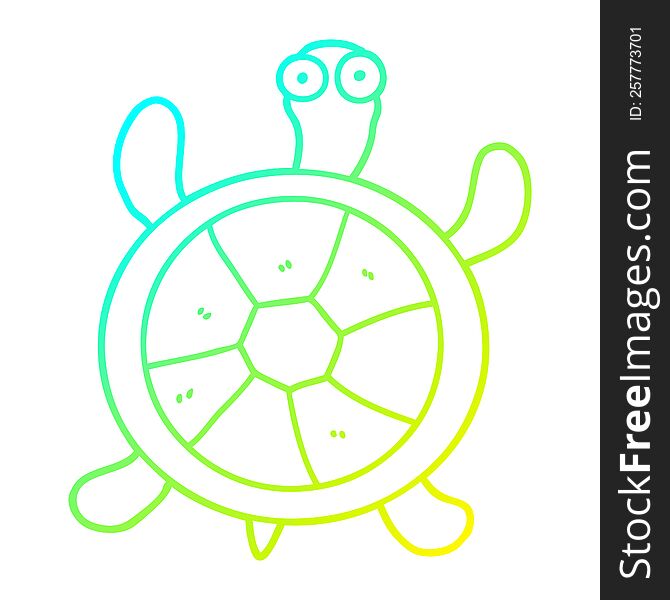 Cold Gradient Line Drawing Cartoon Turtle