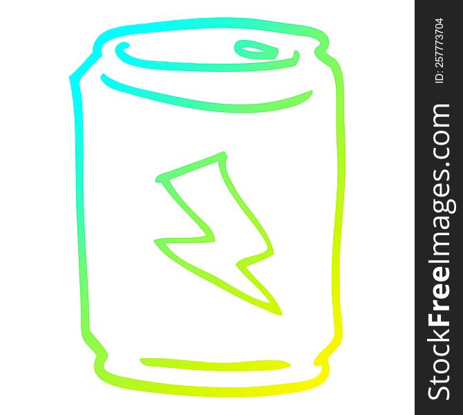 cold gradient line drawing cartoon can of energy drink