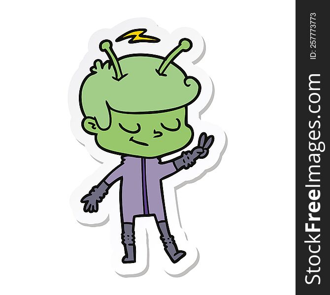 Sticker Of A Friendly Cartoon Spaceman