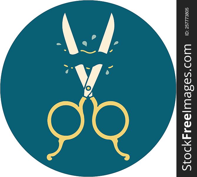 tattoo style icon of barber scissors