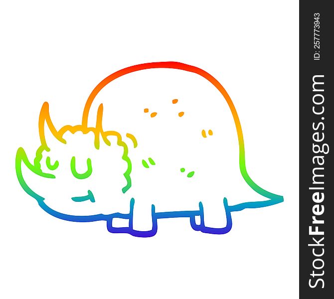 rainbow gradient line drawing cartoon prehistoric dinosaur