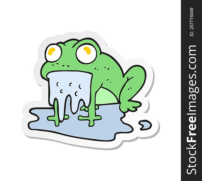 sticker of a cartoon gross little frog
