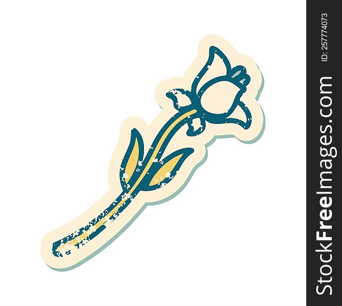 iconic distressed sticker tattoo style image of a lily. iconic distressed sticker tattoo style image of a lily