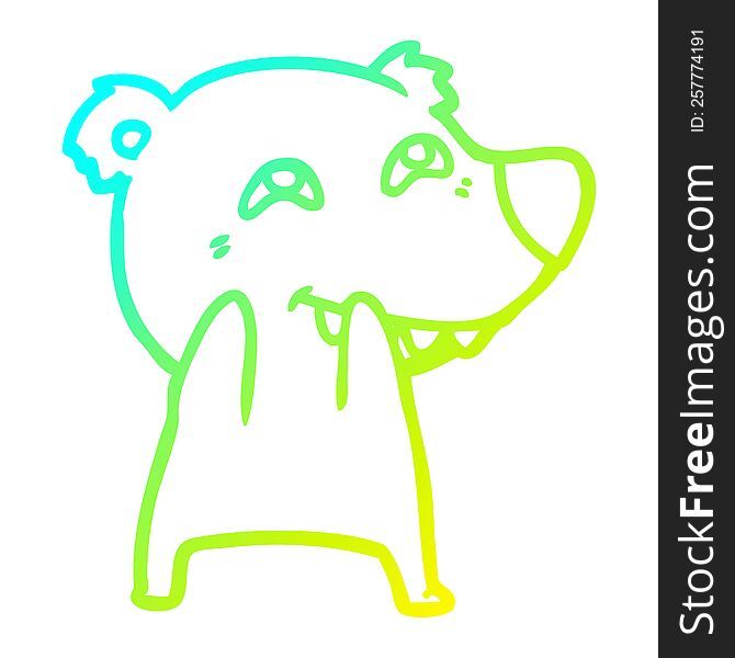 Cold Gradient Line Drawing Cartoon Polar Bear Showing Teeth