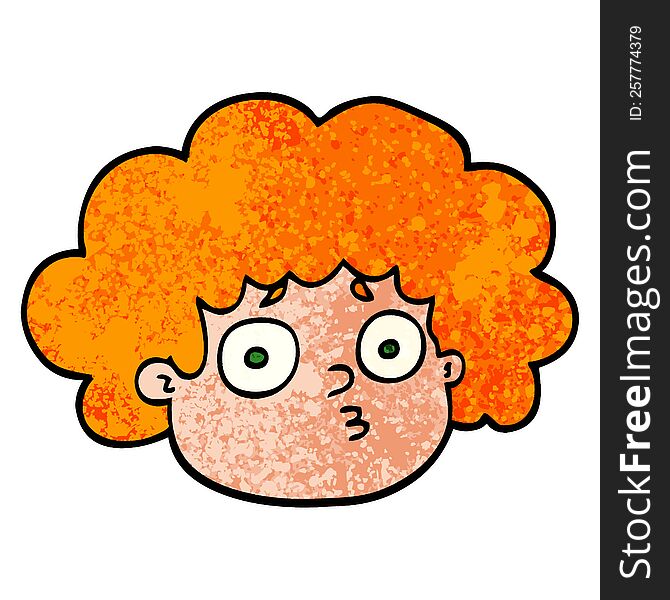 grunge textured illustration cartoon big hair boy