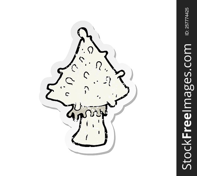 Retro Distressed Sticker Of A Cartoon Mushroom