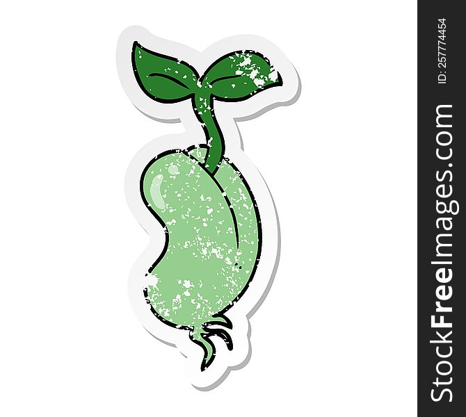 distressed sticker of a cartoon sprouting seed