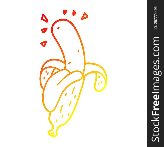 Warm Gradient Line Drawing Cartoon Banana