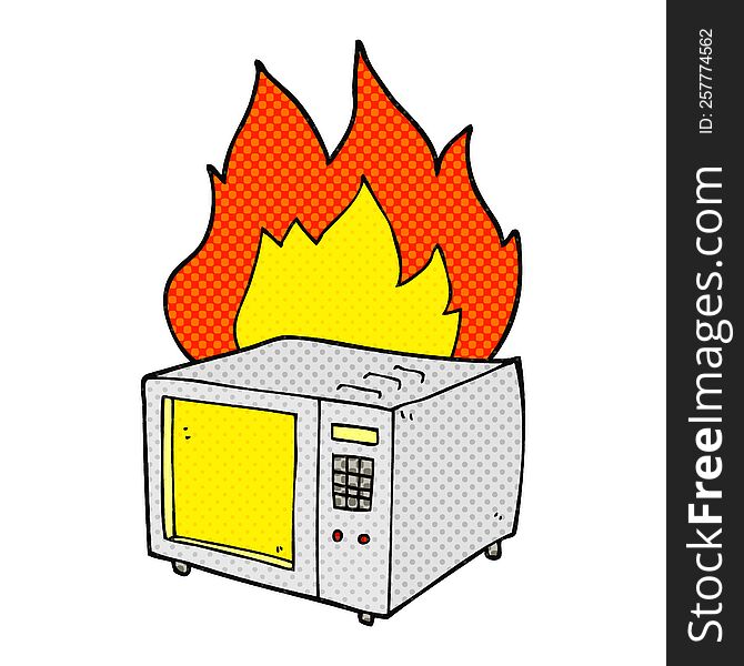 Cartoon Microwave On Fire