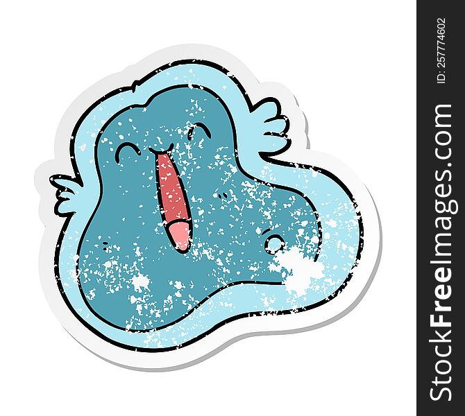 distressed sticker of a cartoon germ