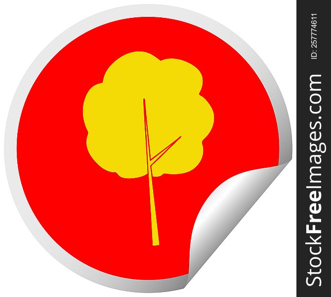 Quirky Circular Peeling Sticker Cartoon Tree
