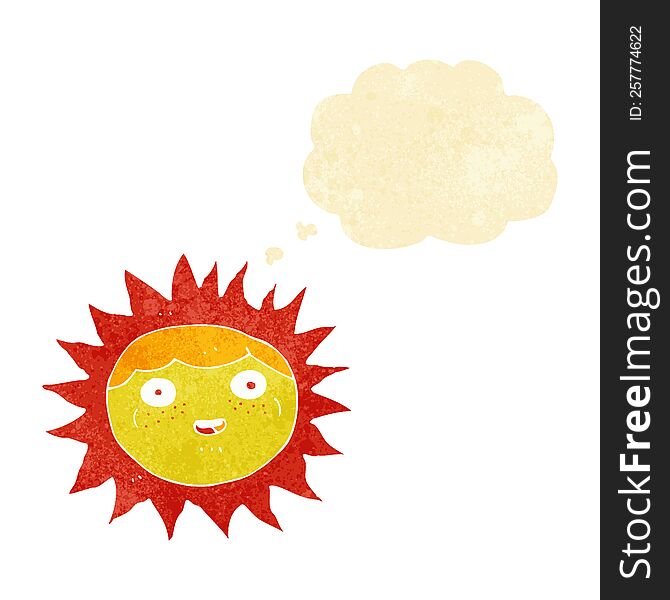 Sun Cartoon Character With Thought Bubble
