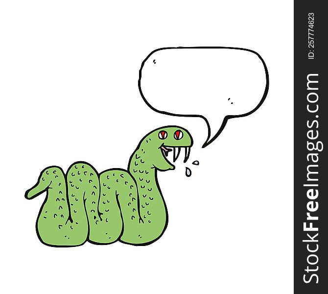 Cartoon Snake With Speech Bubble