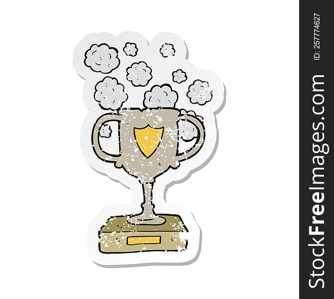 Retro Distressed Sticker Of A Cartoon Old Trophy
