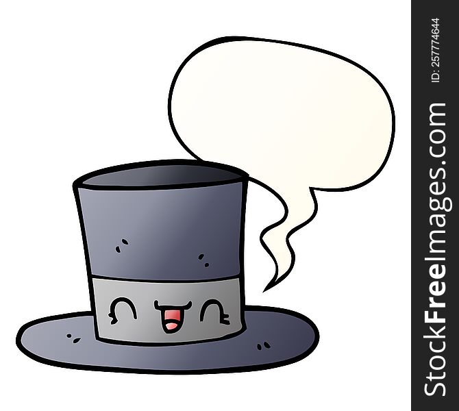 Cartoon Top Hat And Speech Bubble In Smooth Gradient Style