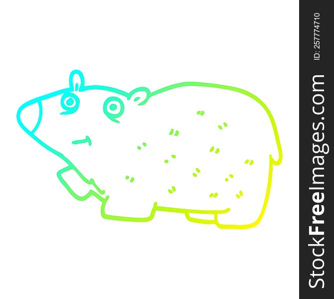 Cold Gradient Line Drawing Cartoon Happy Bear