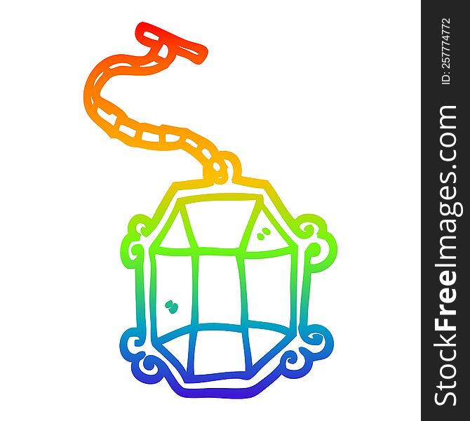 rainbow gradient line drawing of a cartoon ruby pendant