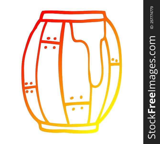 Warm Gradient Line Drawing Cartoon Beer Barrel