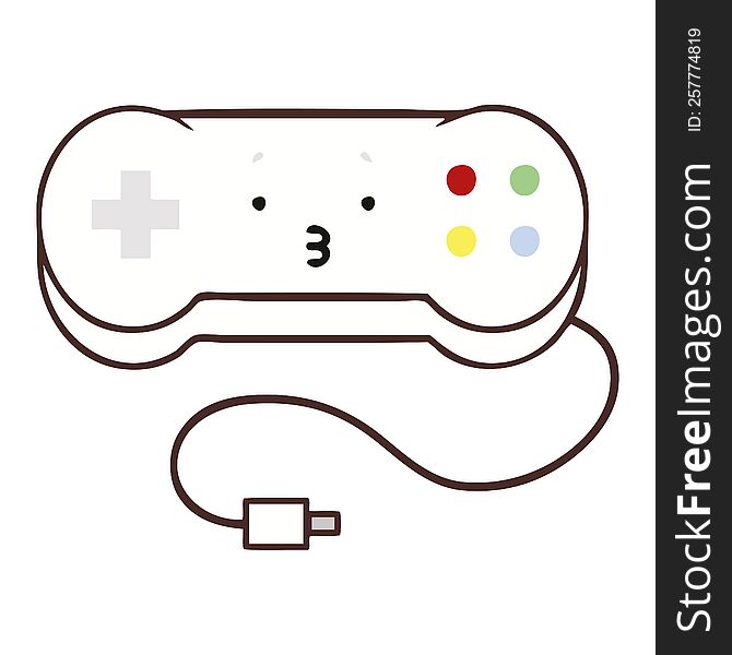 flat color retro cartoon of a game controller