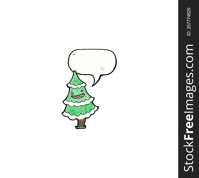christmas tree with speech bubble cartoon