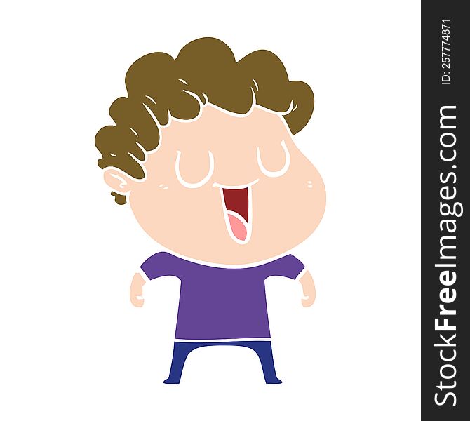 laughing flat color style cartoon man