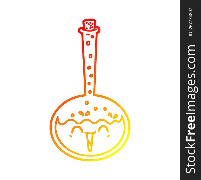 warm gradient line drawing of a cartoon chemical potion