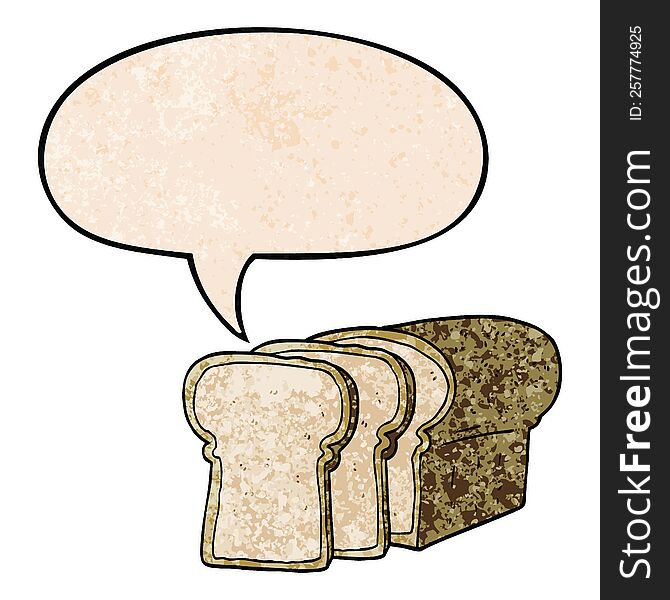 Cartoon Sliced Bread And Speech Bubble In Retro Texture Style