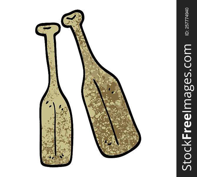 grunge textured illustration cartoon pair of paddles