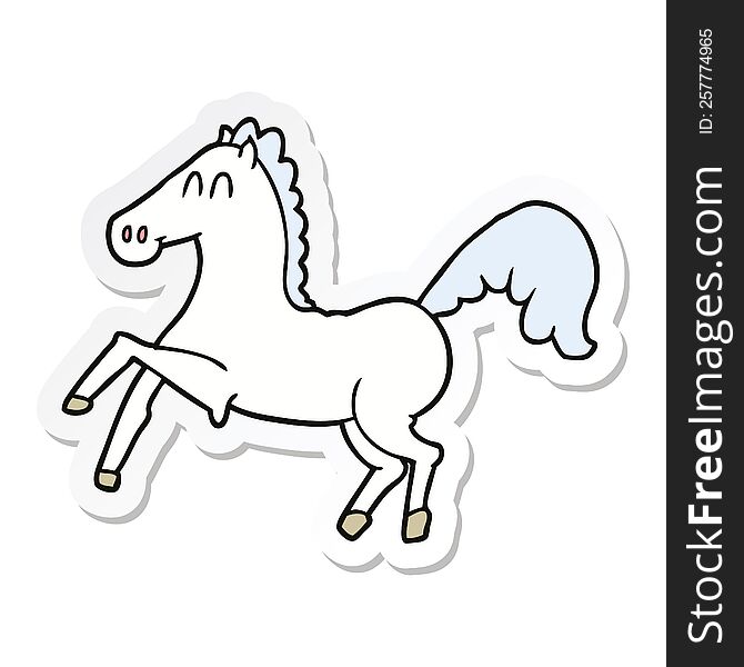 sticker of a cartoon horse rearing up