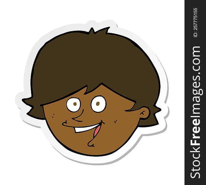 Sticker Of A Cartoon Happy Boy Face