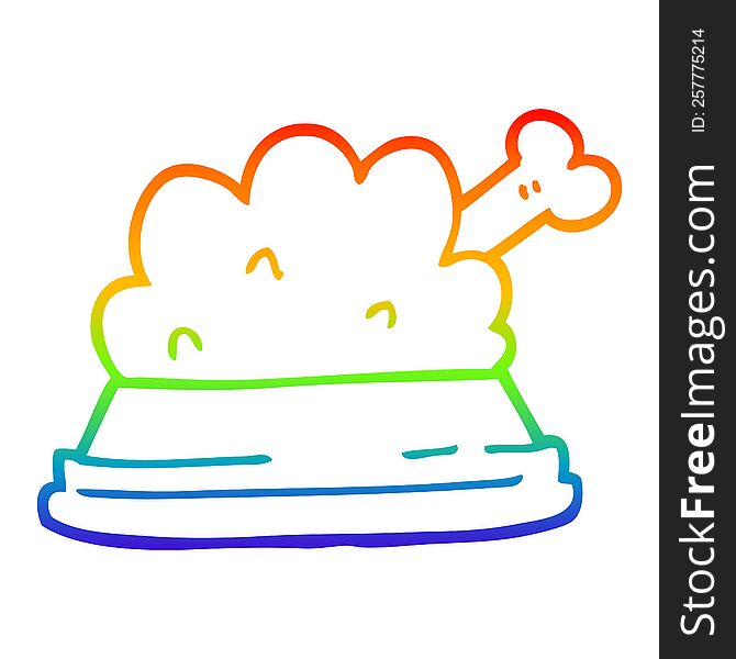 rainbow gradient line drawing of a cartoon pet food