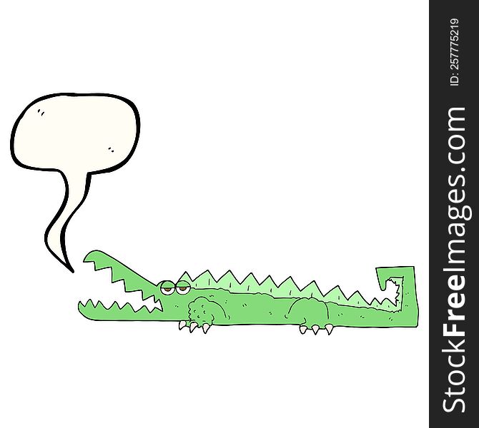 freehand drawn speech bubble cartoon crocodile