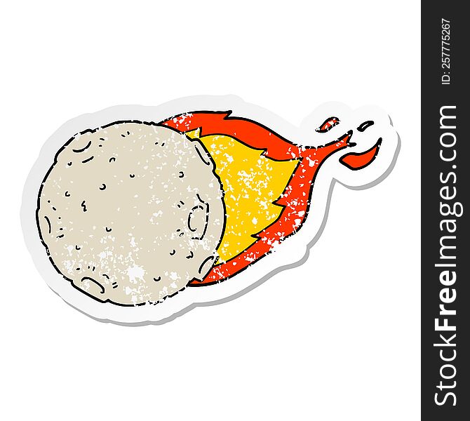 distressed sticker of a cartoon meteorite