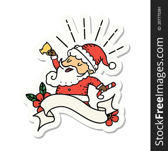 Sticker Of Tattoo Style Santa Claus Christmas Character Celebrating
