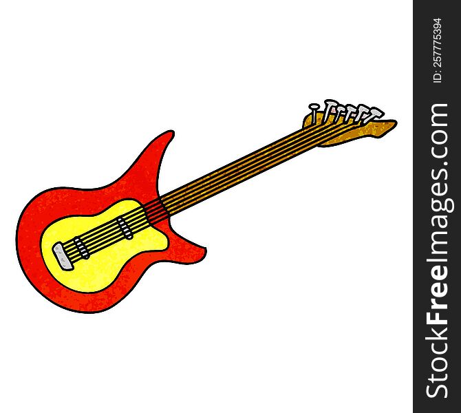 textured cartoon doodle of a guitar