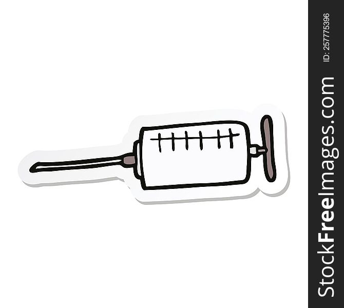 Sticker Of A Cartoon Syringe