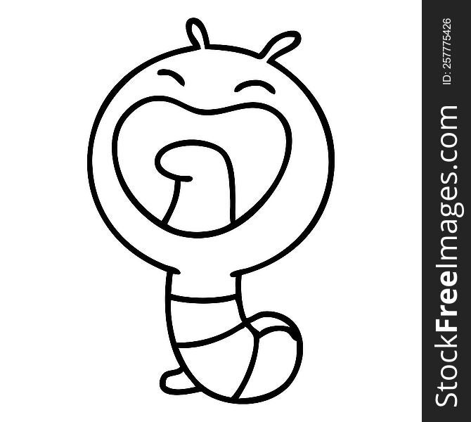 line doodle of a happy little caterpillar worm