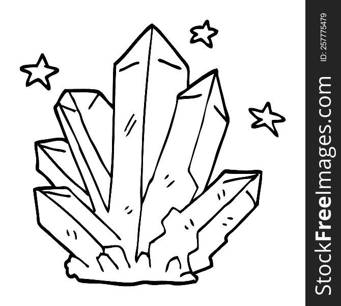 line drawing cartoon magic crystal